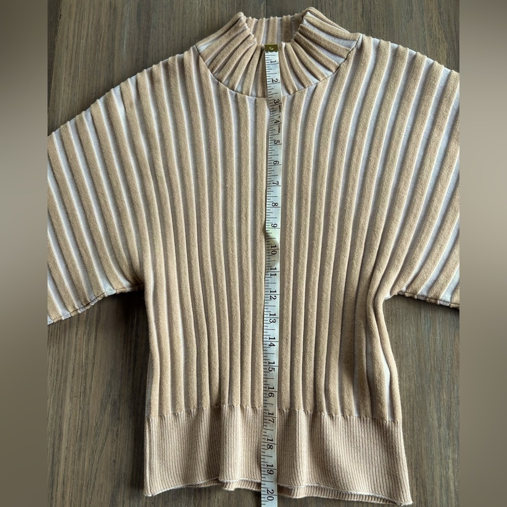 Free People Boho Chic Mad Chill Beige Cream Striped Ribbed Mock Turtleneck Sz Sm - Picture 13 of 16